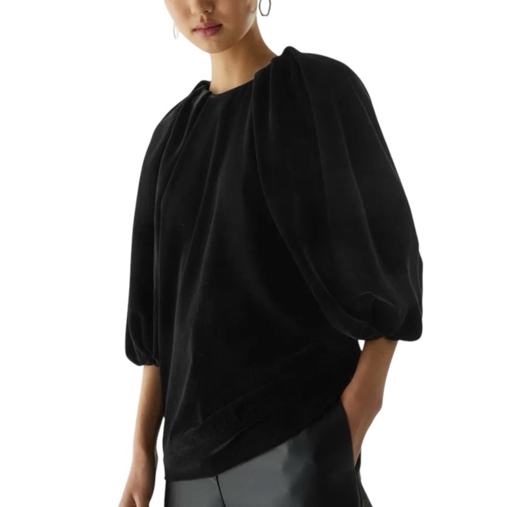 COS Velvet Puff-Sleeved Top dramatic pleated sleeve size 40 excellent condition